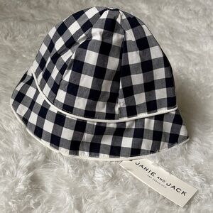 NWT Janie And Jack Blue And White Plaid Hat Size 12-18 Month